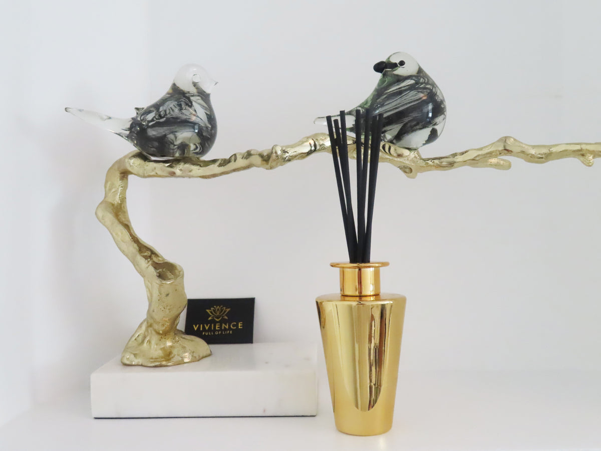 Polished Gold Reed Diffuser, "Zen Tea" Scent