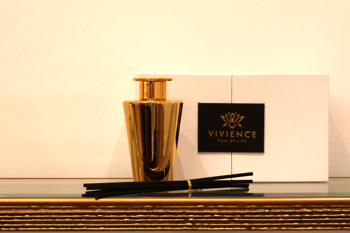 Polished Gold Reed Diffuser, "Zen Tea" Scent