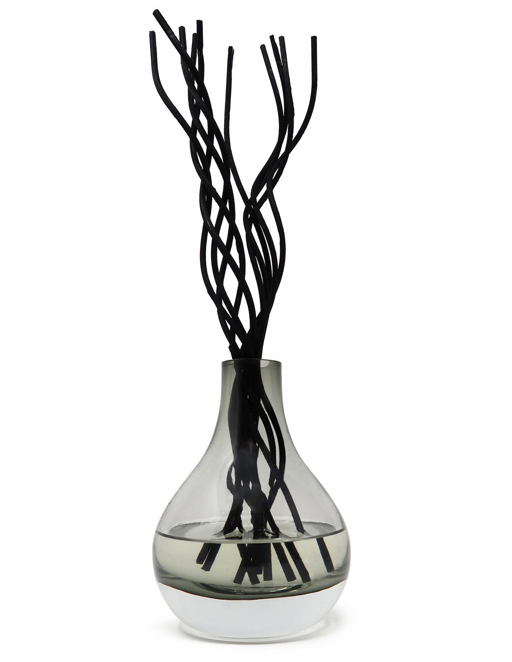 Grey Tinted Diffuser with Black Curved Reeds, "Zen Tea" Scent