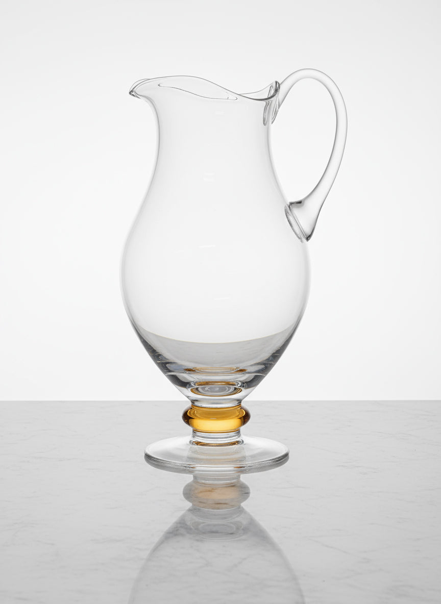 Glass Pitcher with Amber Diamond on Foot