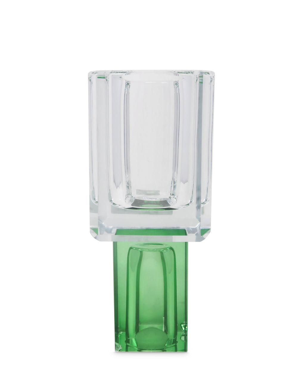 Crystal Square Vase with Colored Base
