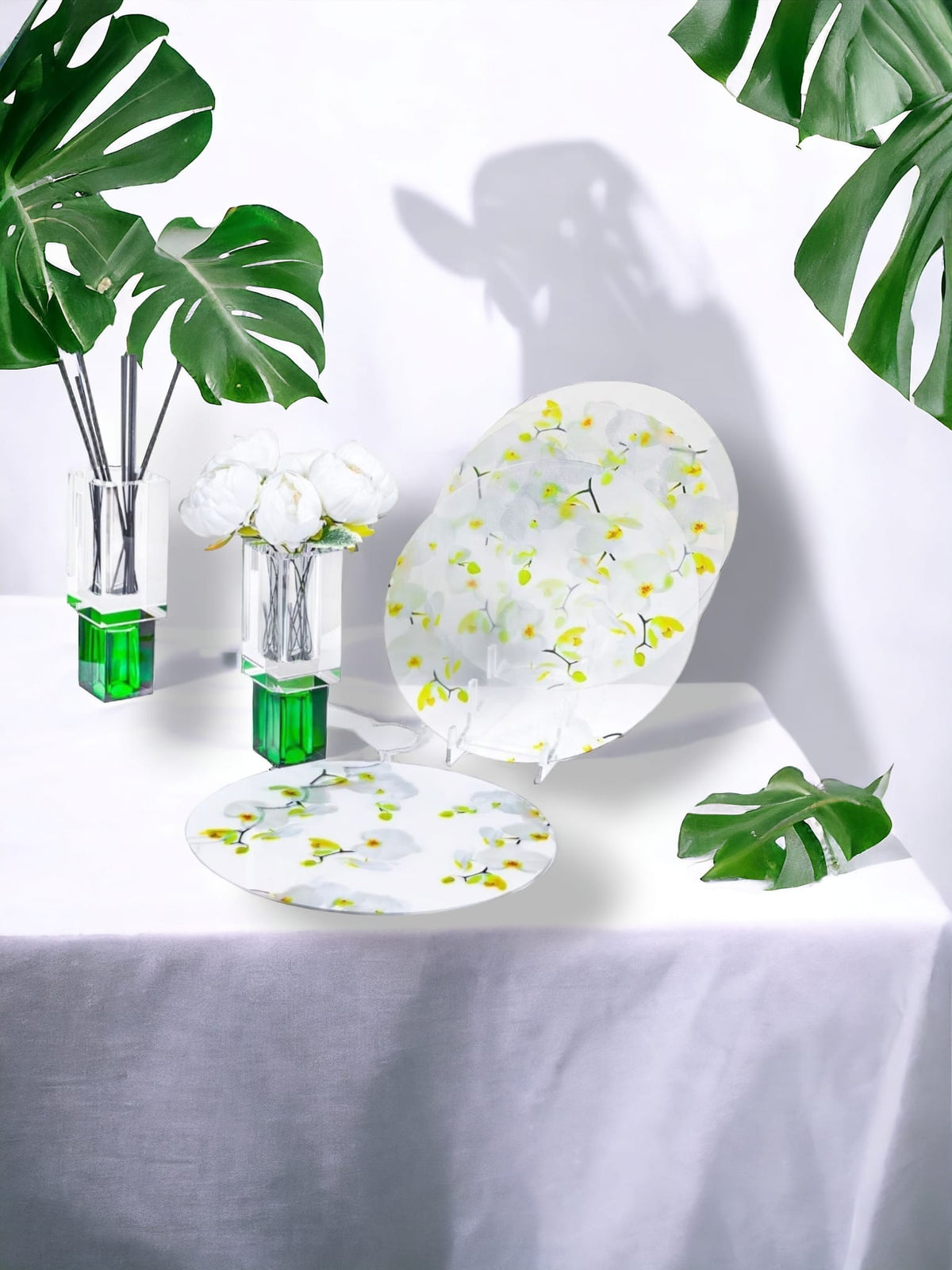 Crystal Square Vase with Colored Base