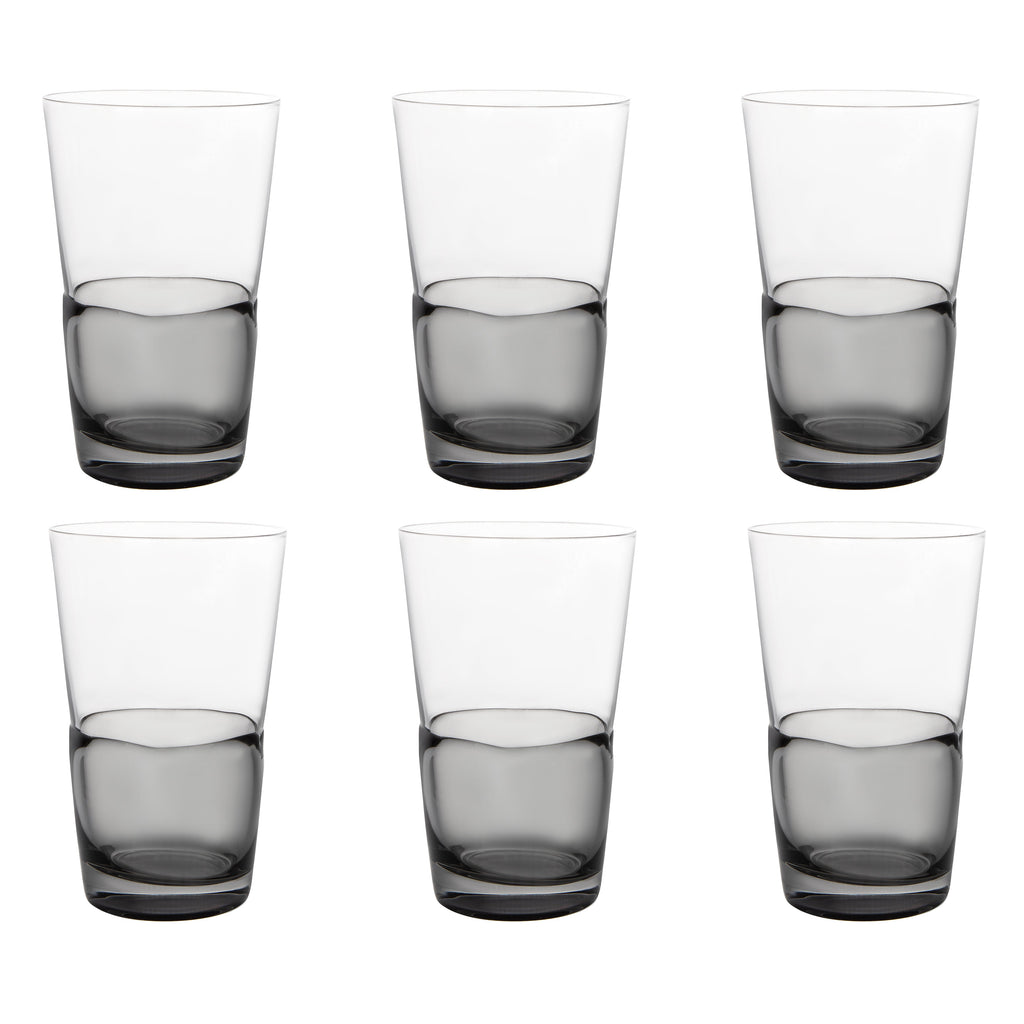 Set of 6 Glasses with  Colored Shade Bottom Half