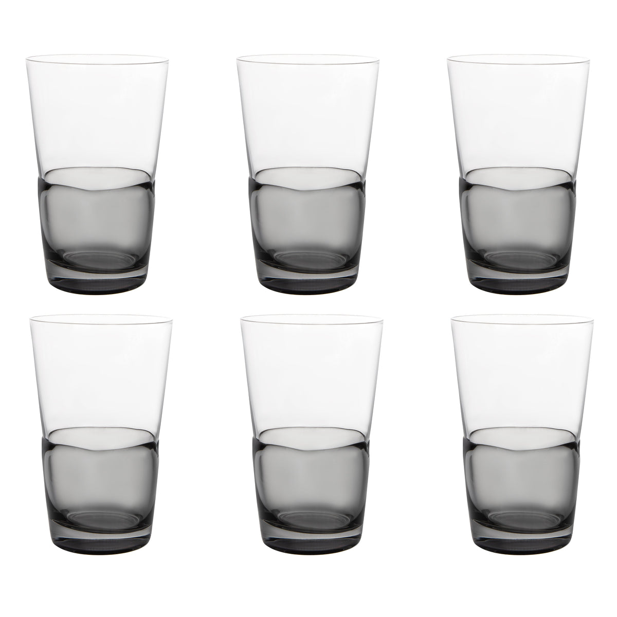 Set of 6 Glasses with  Colored Shade Bottom Half