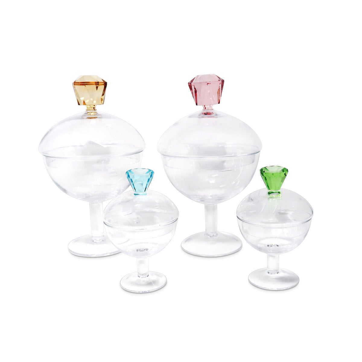 Glass Footed Jar with Colored Diamond Shaped Handle (2 sizes)