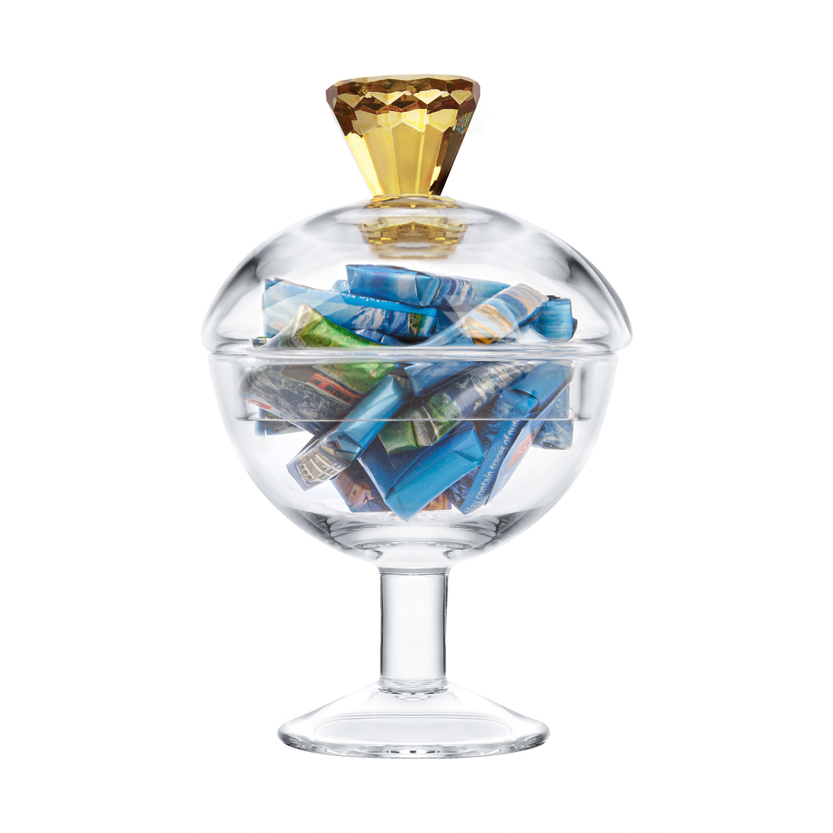 Glass Footed Jar with Colored Diamond Shaped Handle (2 sizes)