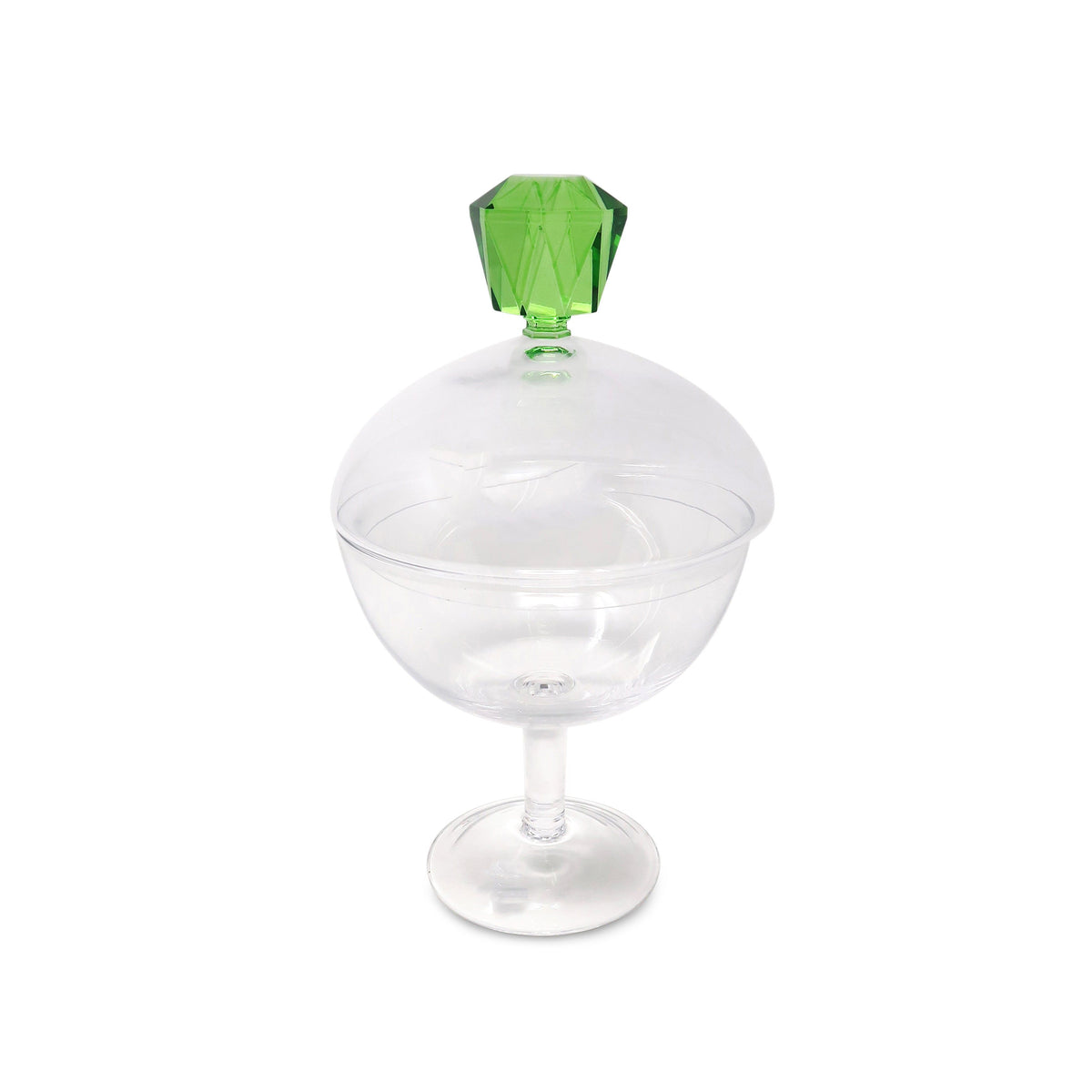 Glass Footed Jar with Colored Diamond Shaped Handle (2 sizes)