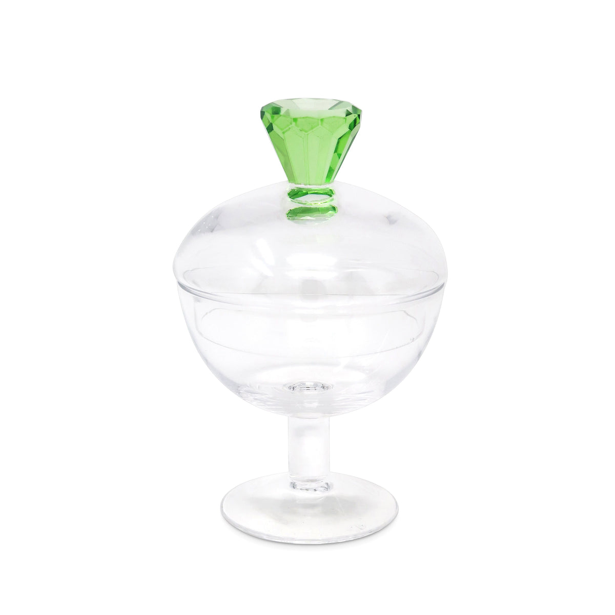 Glass Footed Jar with Colored Diamond Shaped Handle (2 sizes)