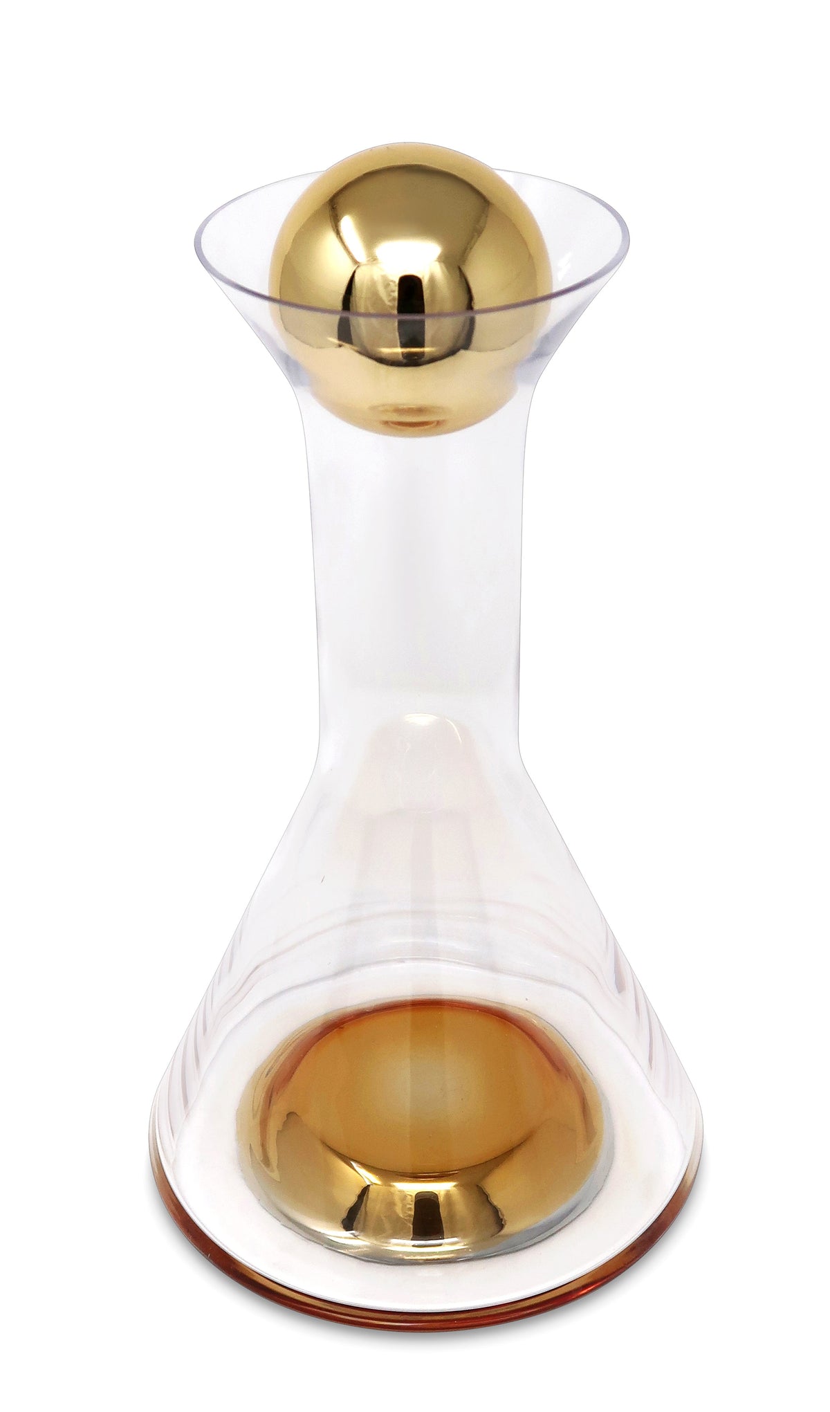Glass Decanter with Gold Base and Ball Lid