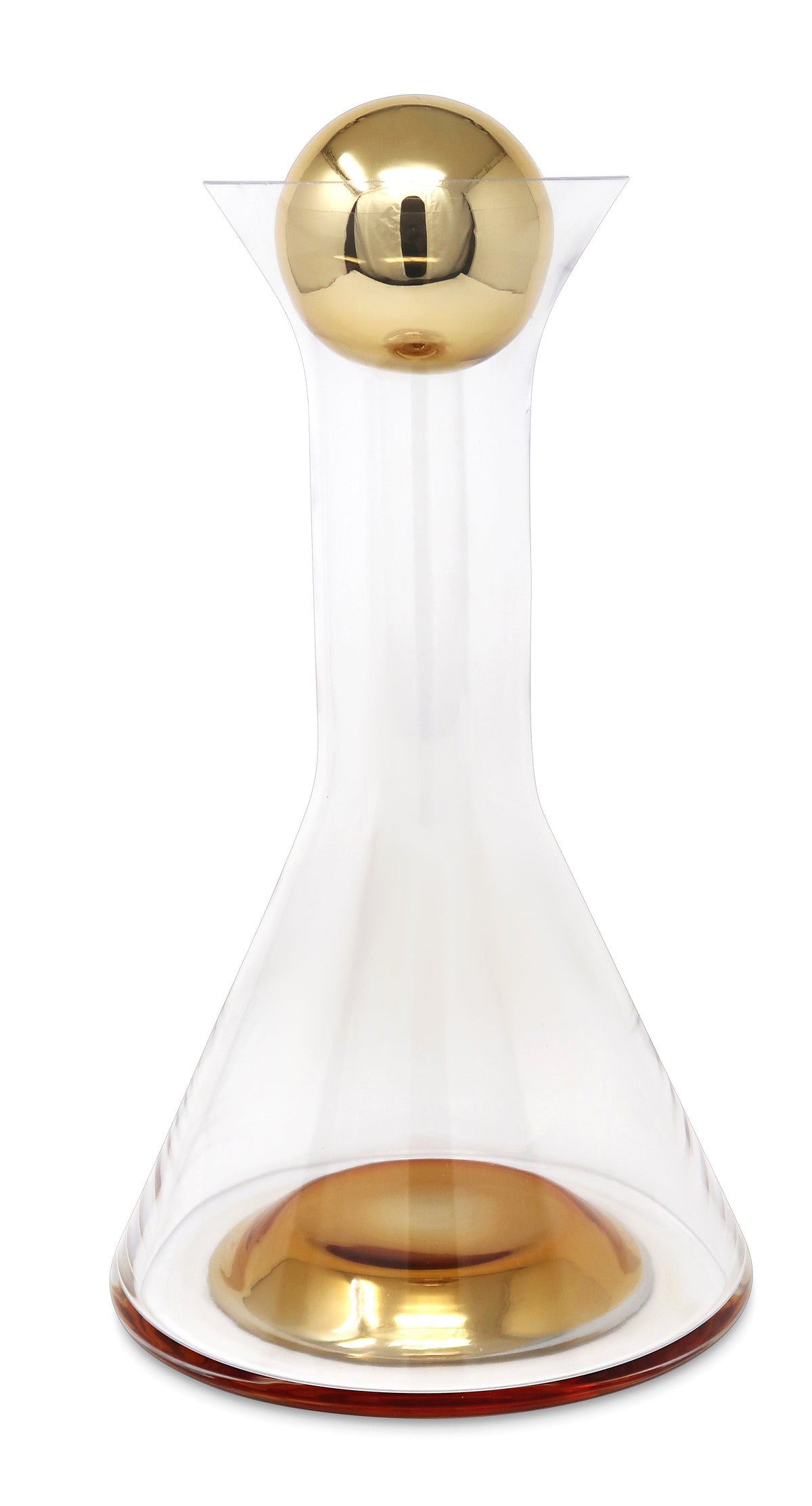 Glass Decanter with Gold Base and Ball Lid
