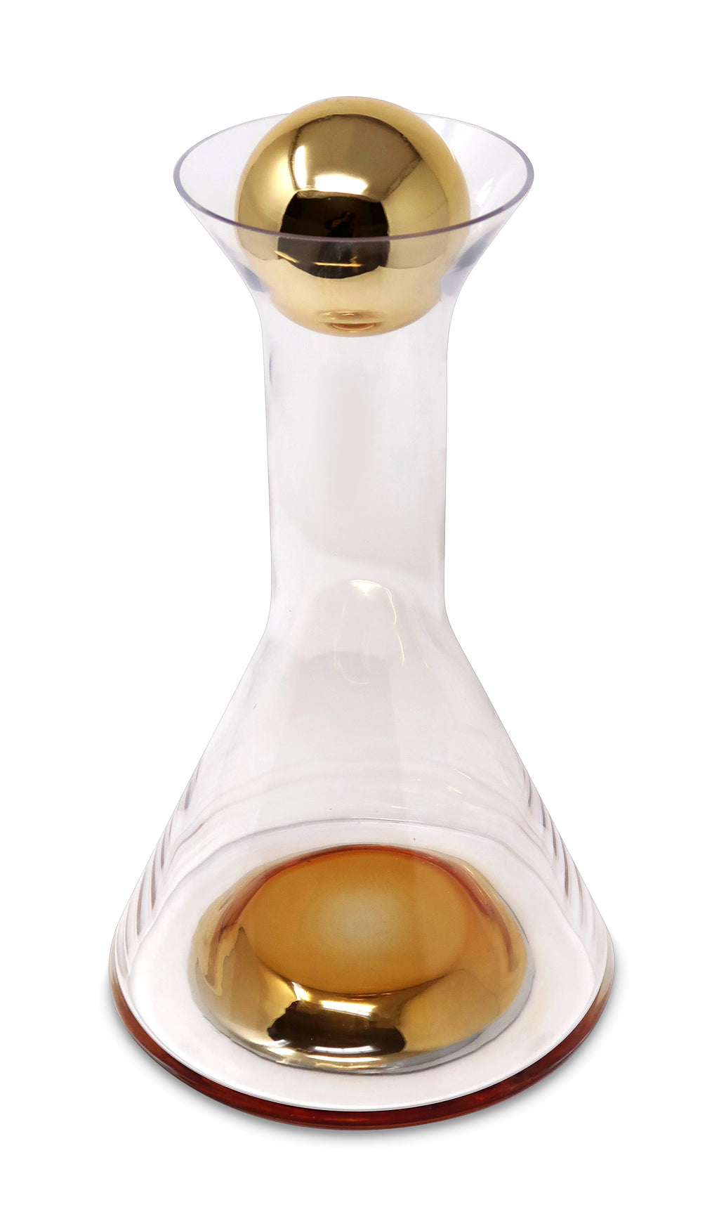Glass Decanter with Gold Base and Ball Lid