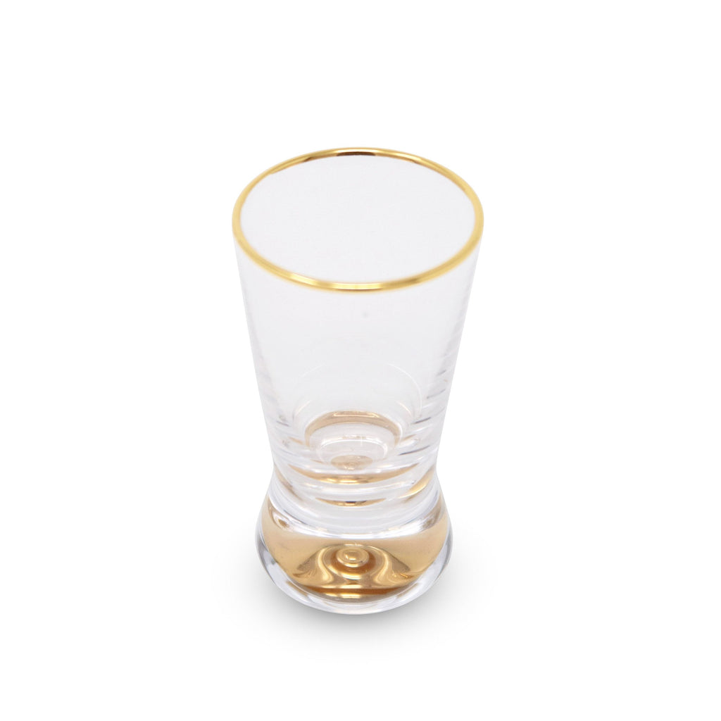 Set of 6 Liquor Glasses with Gold Rim and Gold Reflection Base