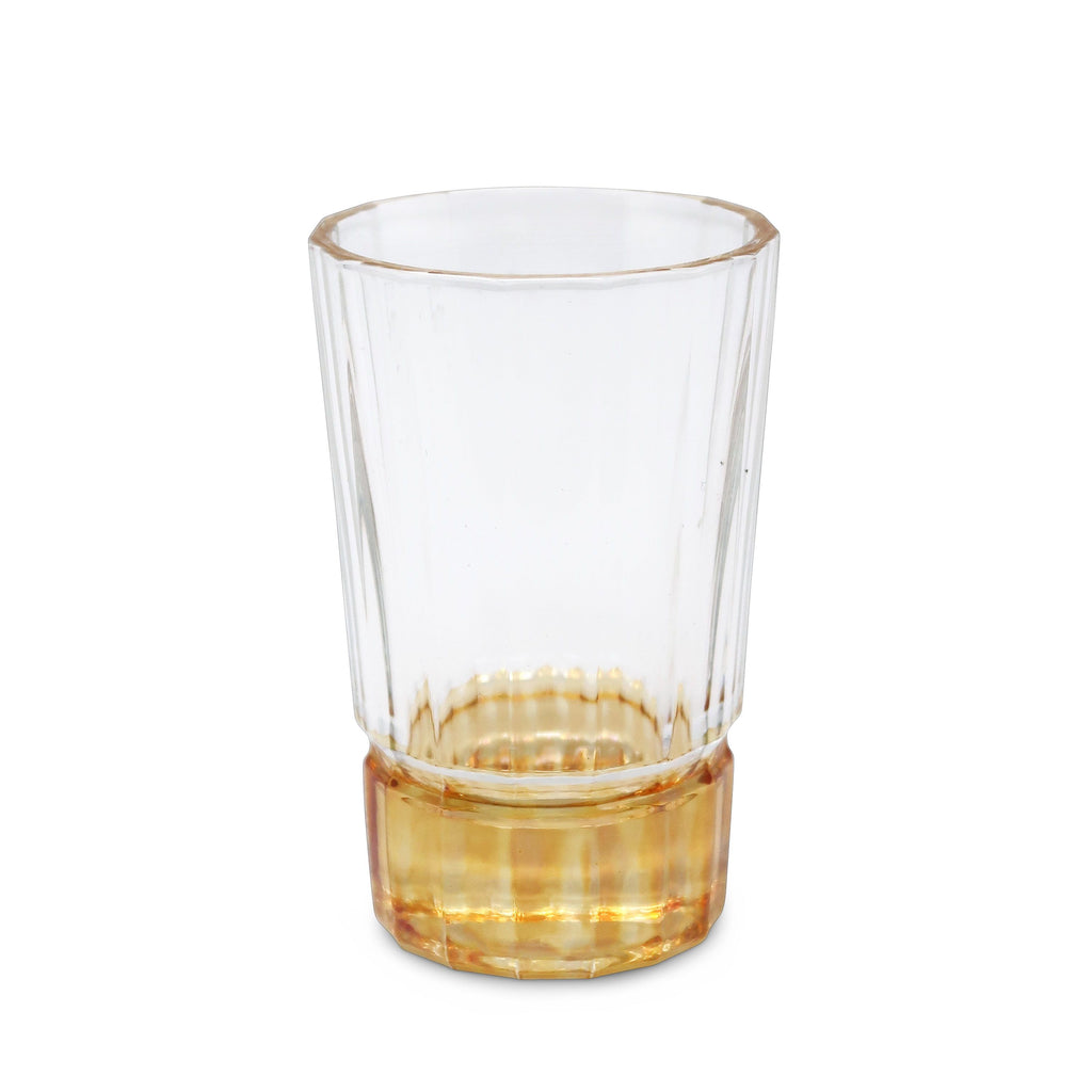 Liscio Ottico - Set of 6 Glasses with Smooth Linear and Amber Shade on the Base