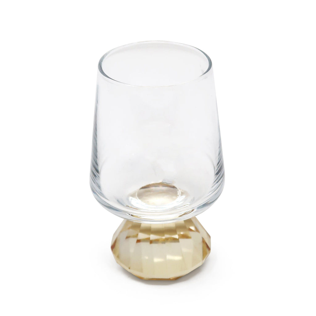 Set of 6 Shot Glasses with Diamond Base, Gold Rim
