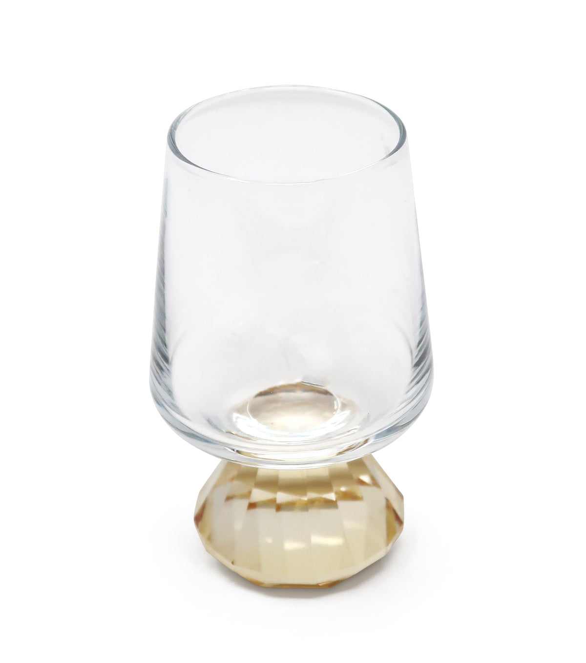 Set of 6 Shot Glasses with Diamond Base, Gold Rim