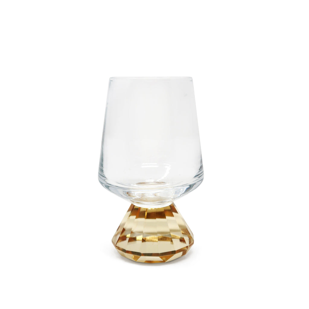 Set of 6 Shot Glasses with Diamond Base, Gold Rim
