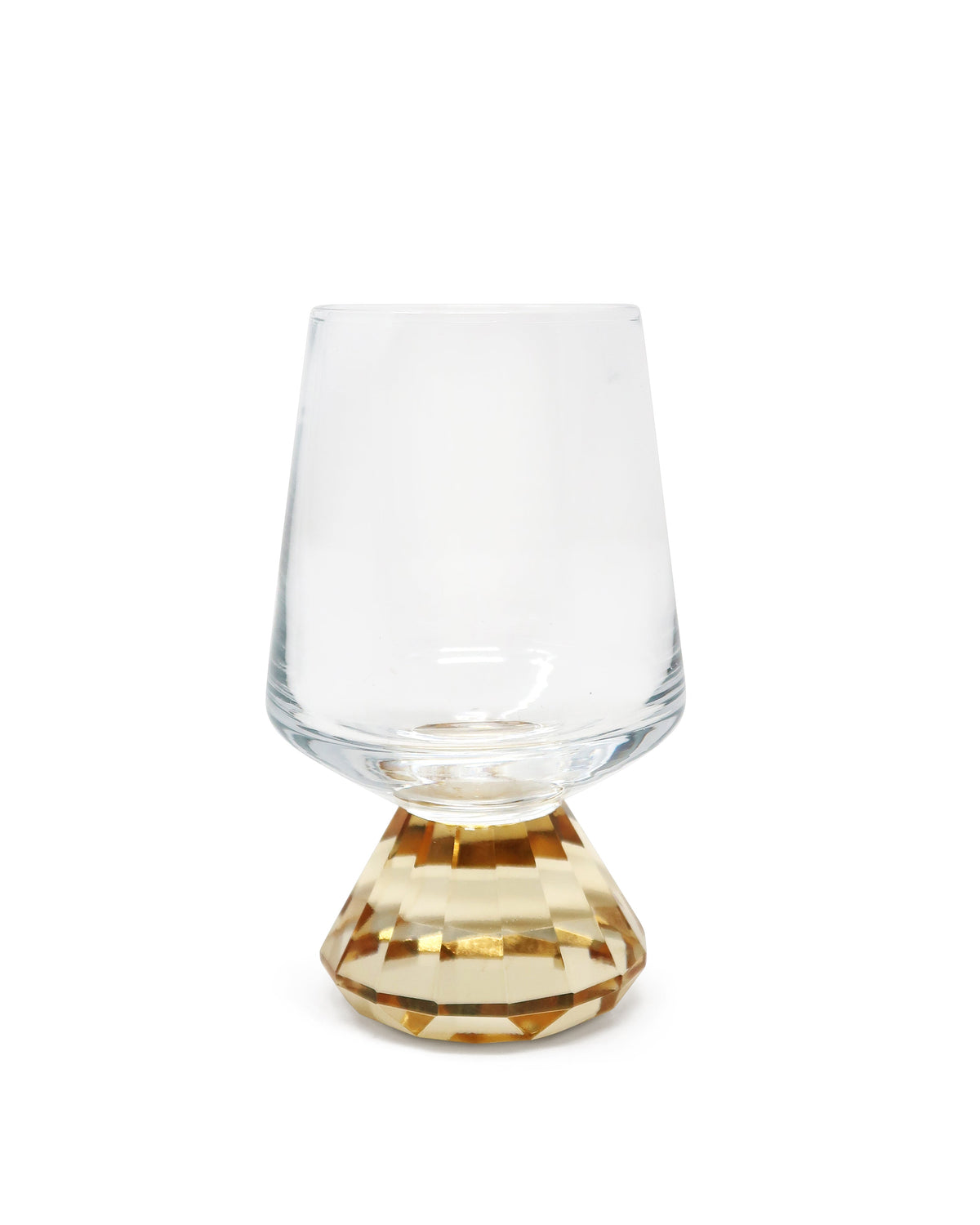 Set of 6 Shot Glasses with Diamond Base, Gold Rim