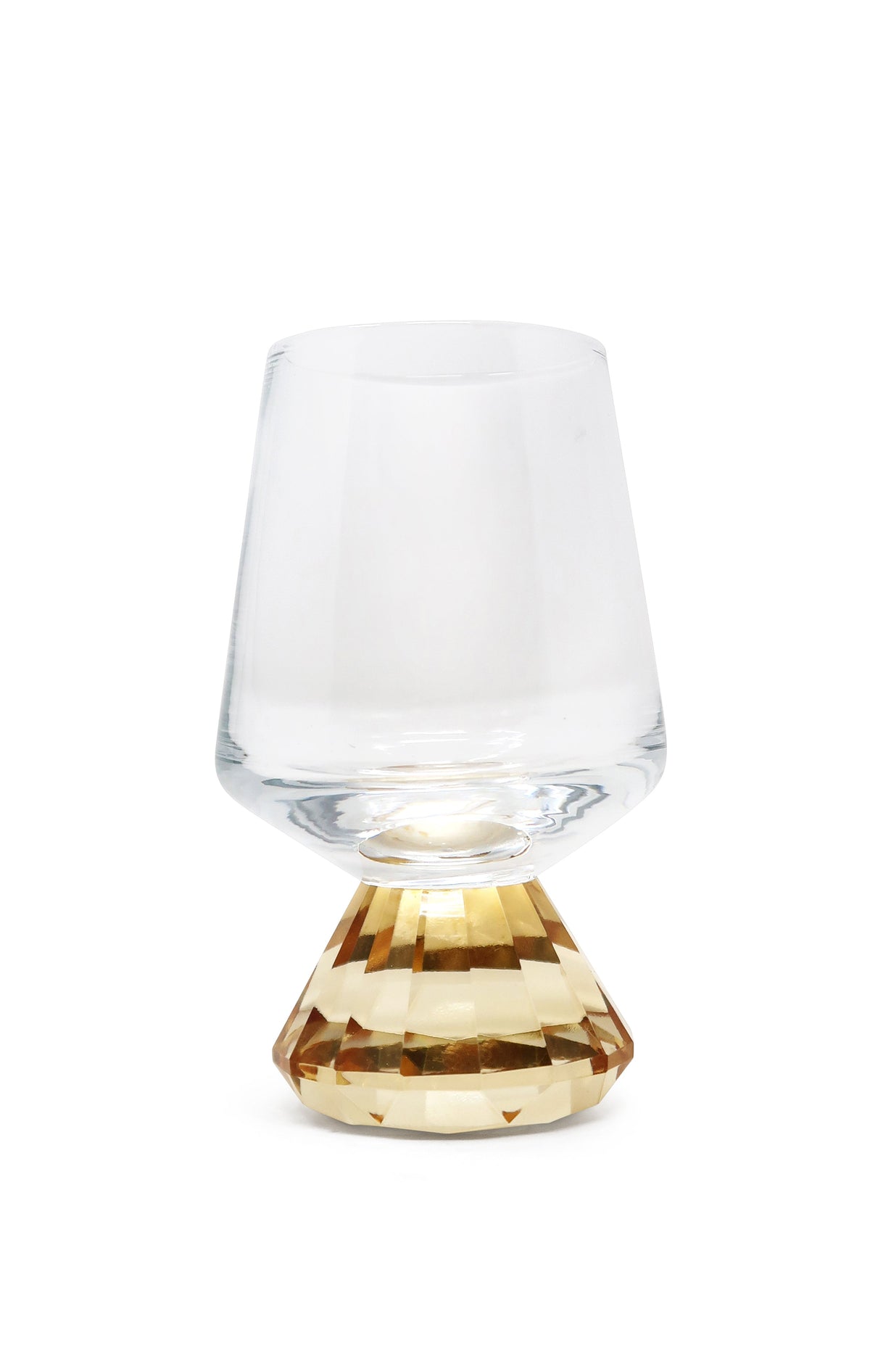 Set of 6 Shot Glasses with Diamond Base, Gold Rim