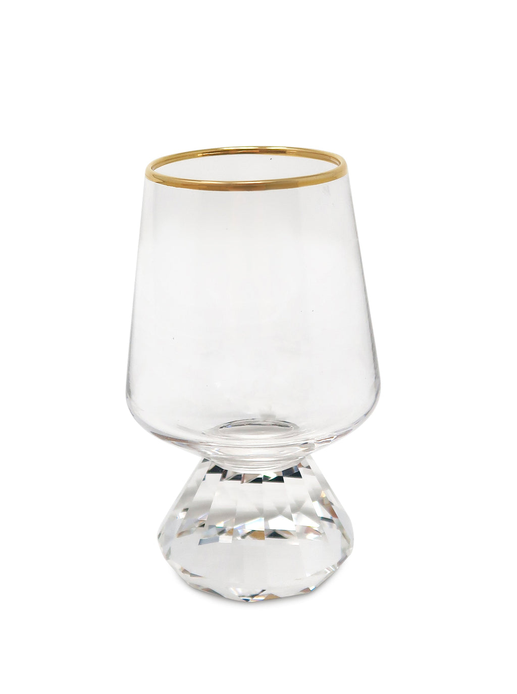 Set of 6 Shot Glasses with Diamond Base, Gold Rim