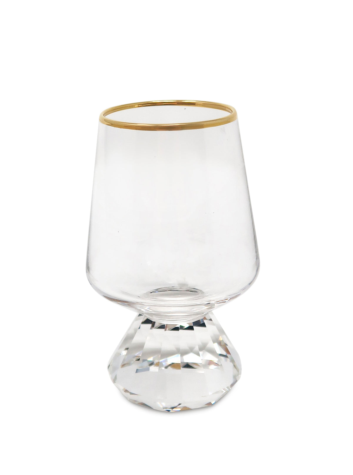 Set of 6 Shot Glasses with Diamond Base, Gold Rim