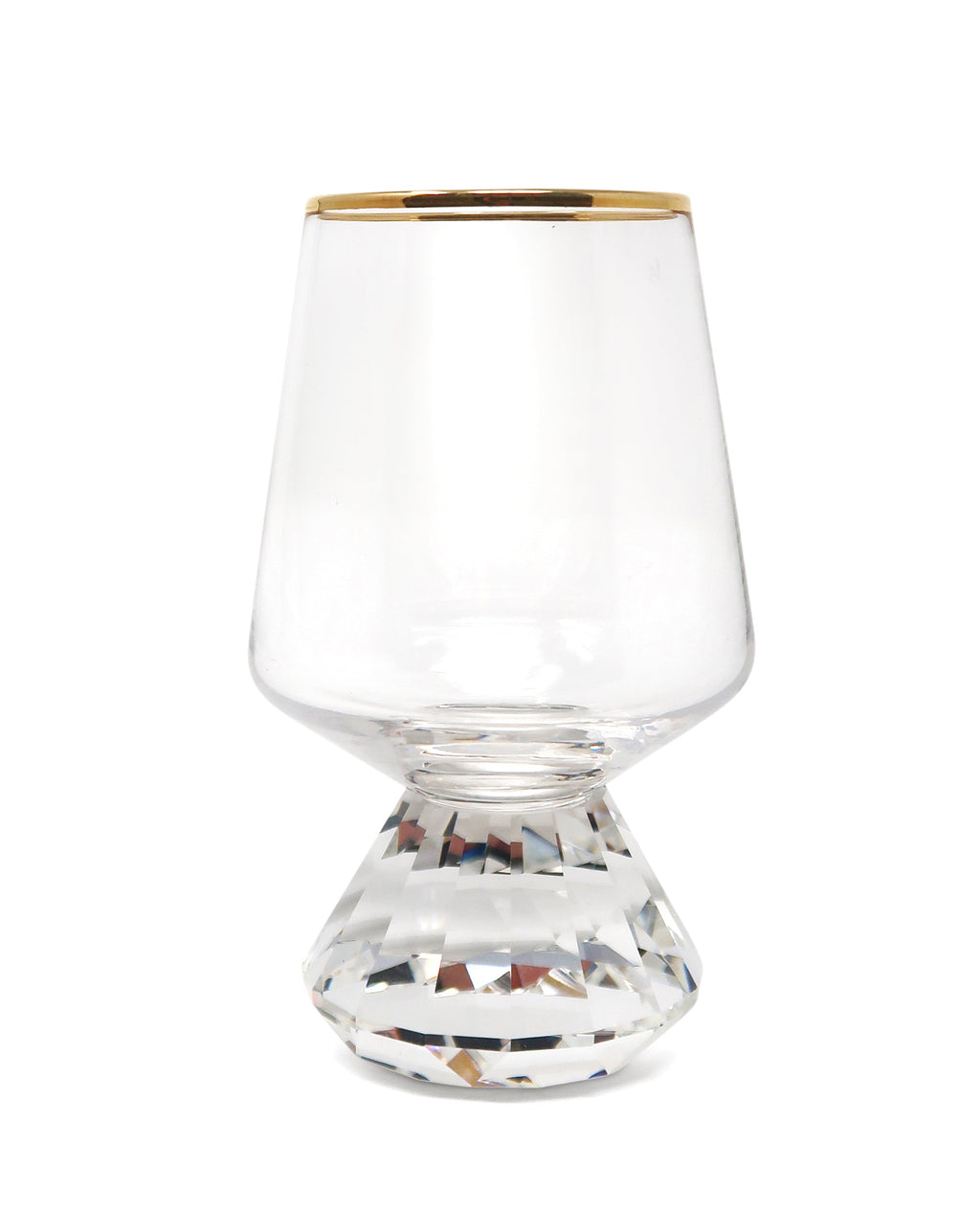 Set of 6 Shot Glasses with Diamond Base, Gold Rim