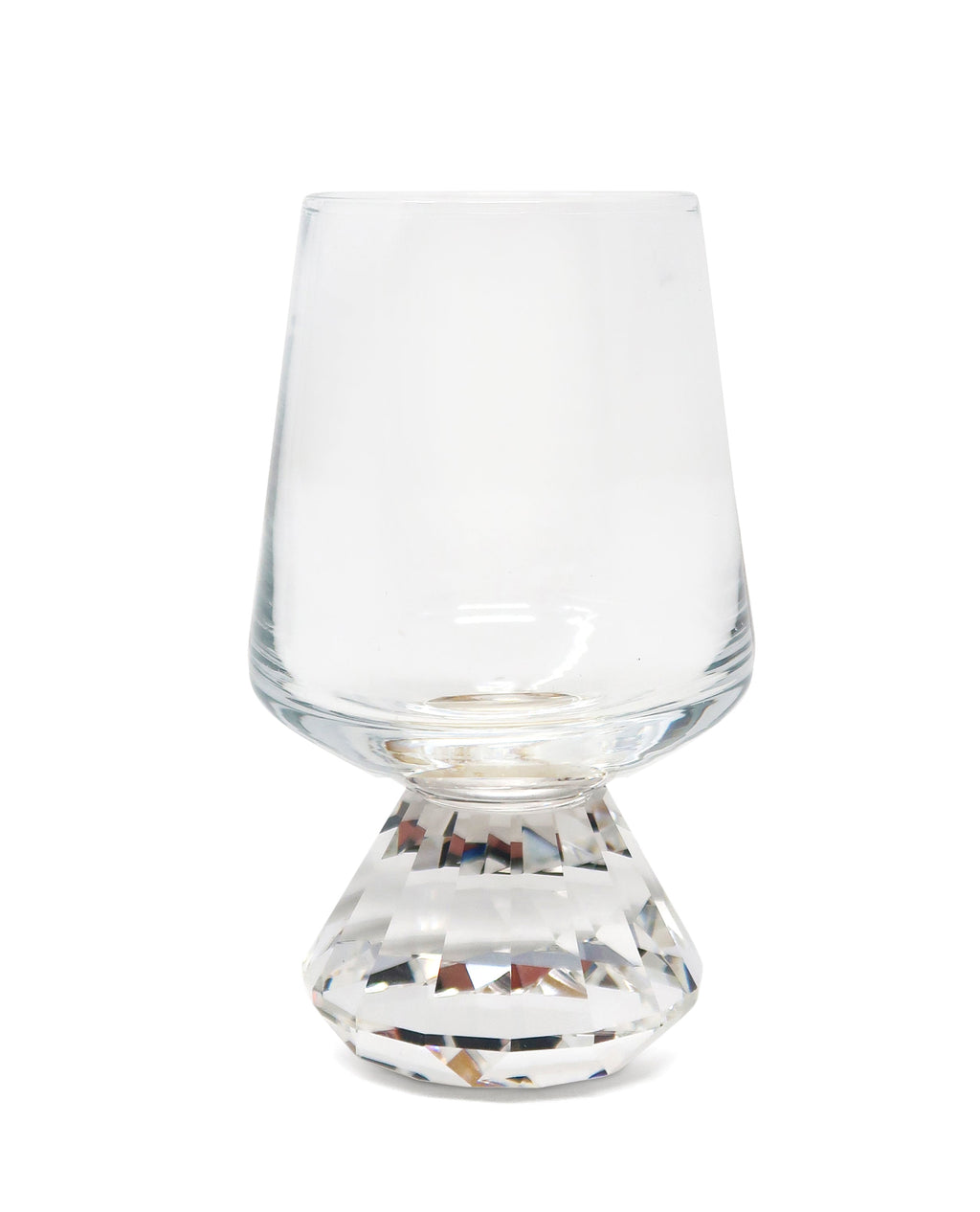 Set of 6 Shot Glasses with Diamond Base, Gold Rim