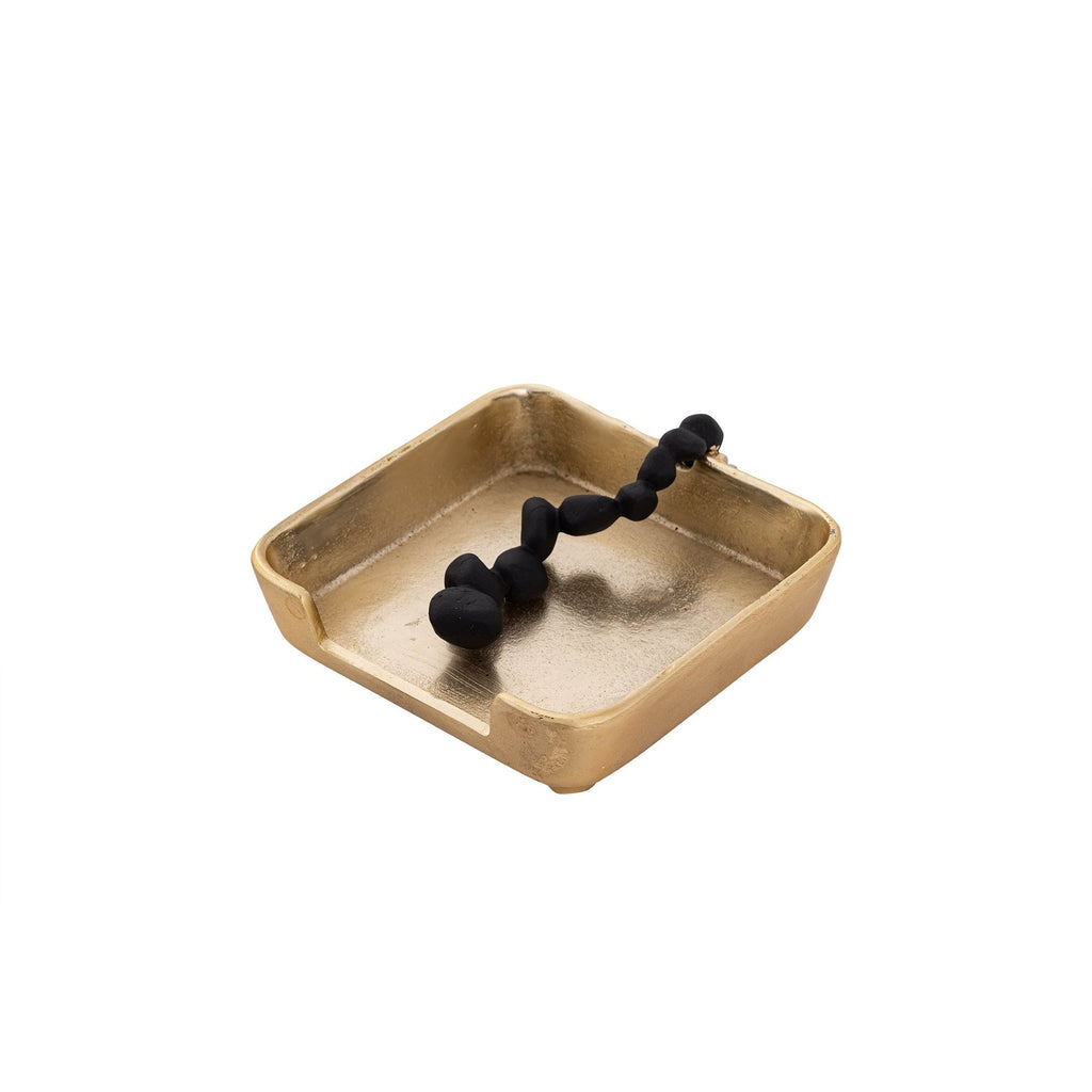 Square Napkin Holder with Black Pebble Design