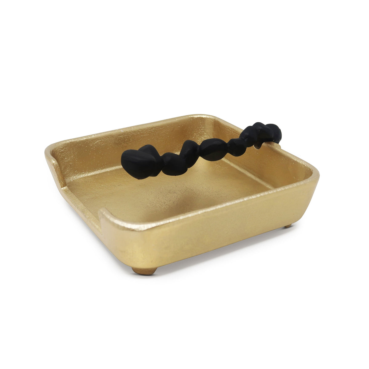 Square Napkin Holder with Black Pebble Design