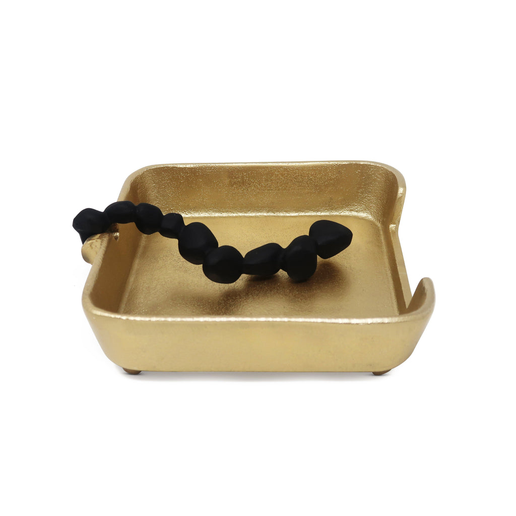 Square Napkin Holder with Black Pebble Design