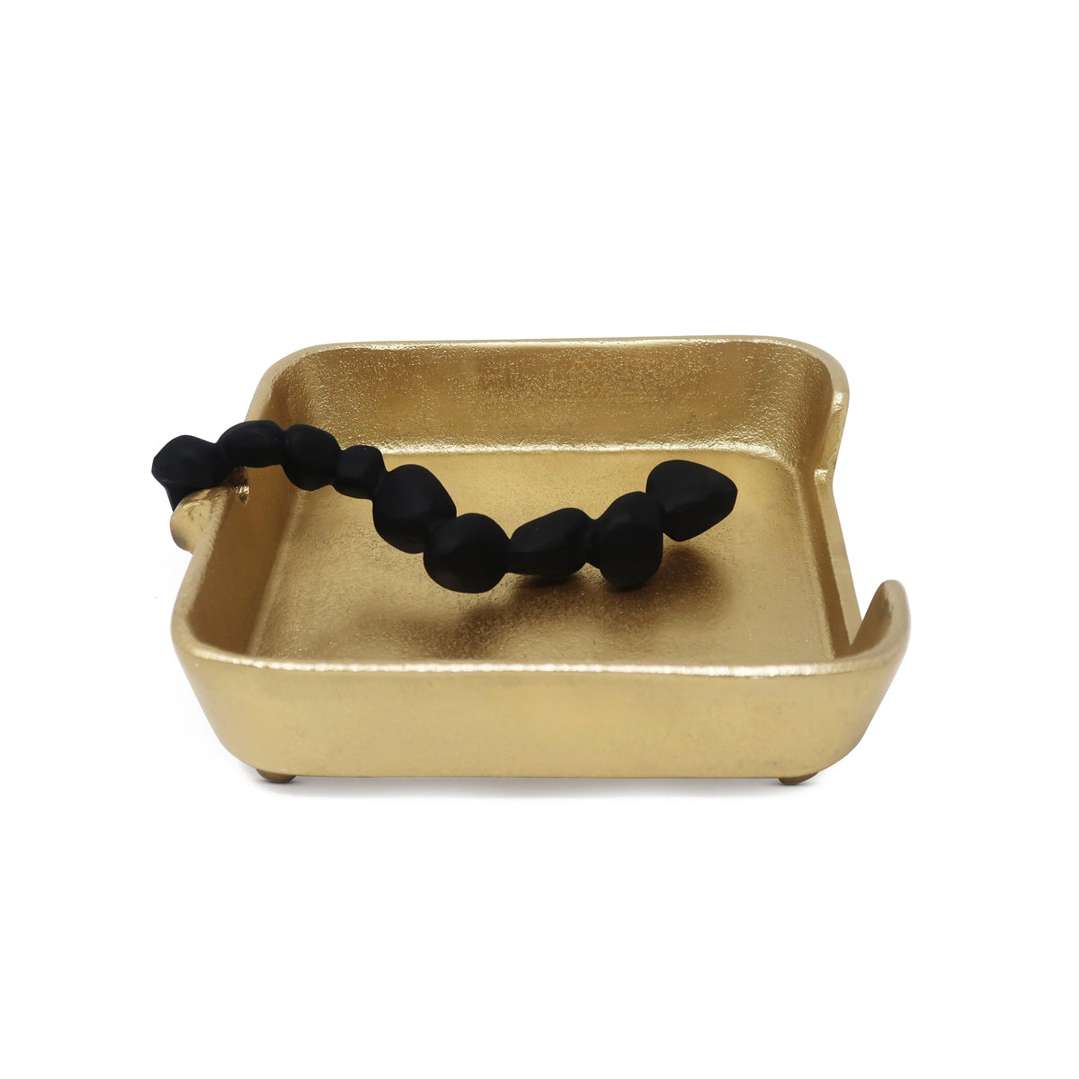 Square Napkin Holder with Black Pebble Design