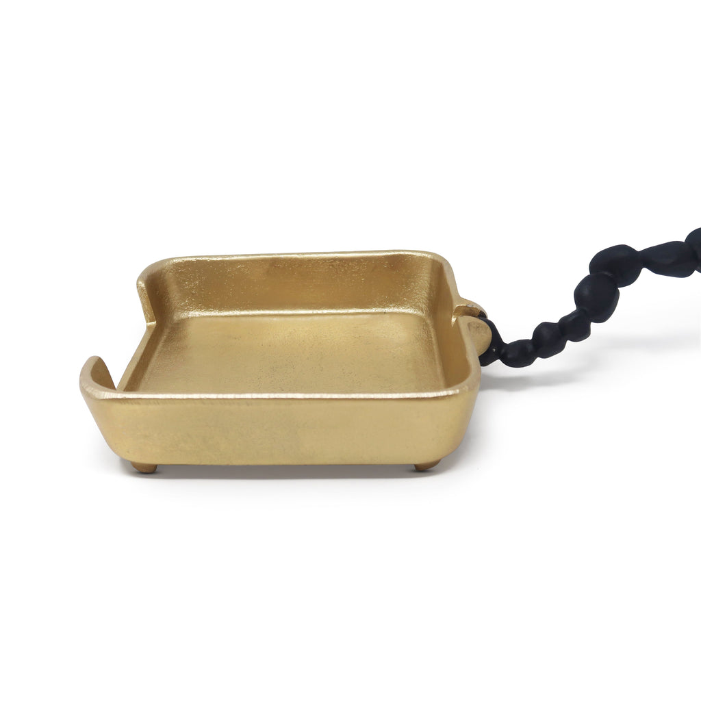 Square Napkin Holder with Black Pebble Design