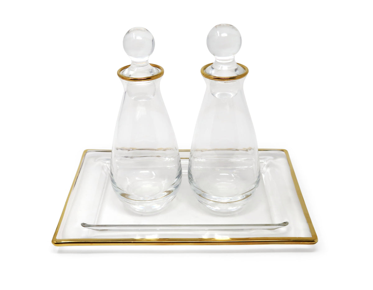 Liscio Ottico - Oil and Vinegar Set with Tray