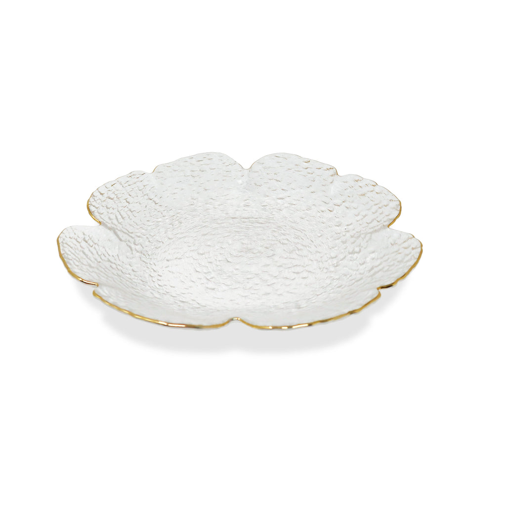 Set of 4 Flower Shaped Plate With Gold Rim