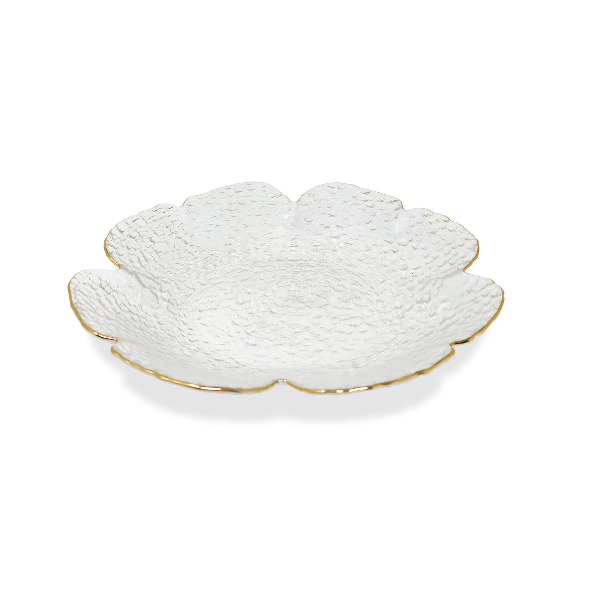 Set of 4 Flower Shaped Plate With Gold Rim