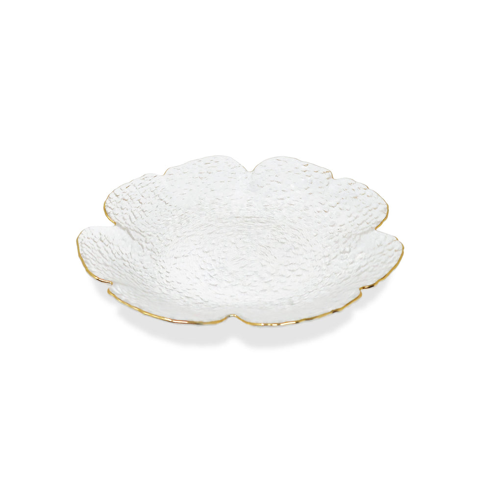 Set of 4 Flower Shaped Plate With Gold Rim