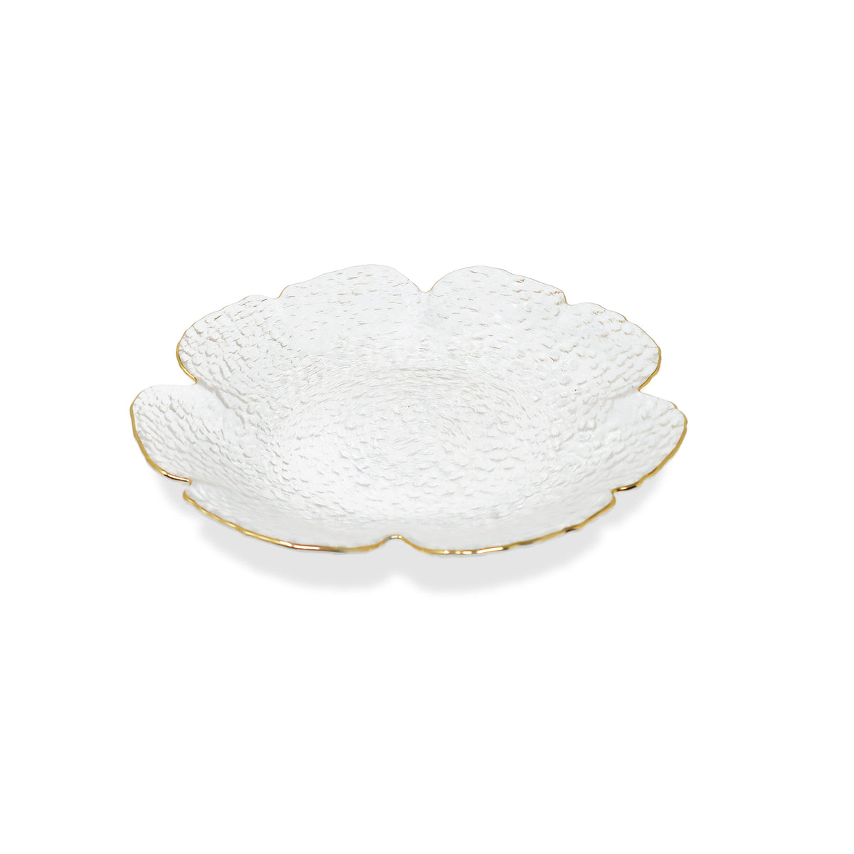 Set of 4 Flower Shaped Plate With Gold Rim