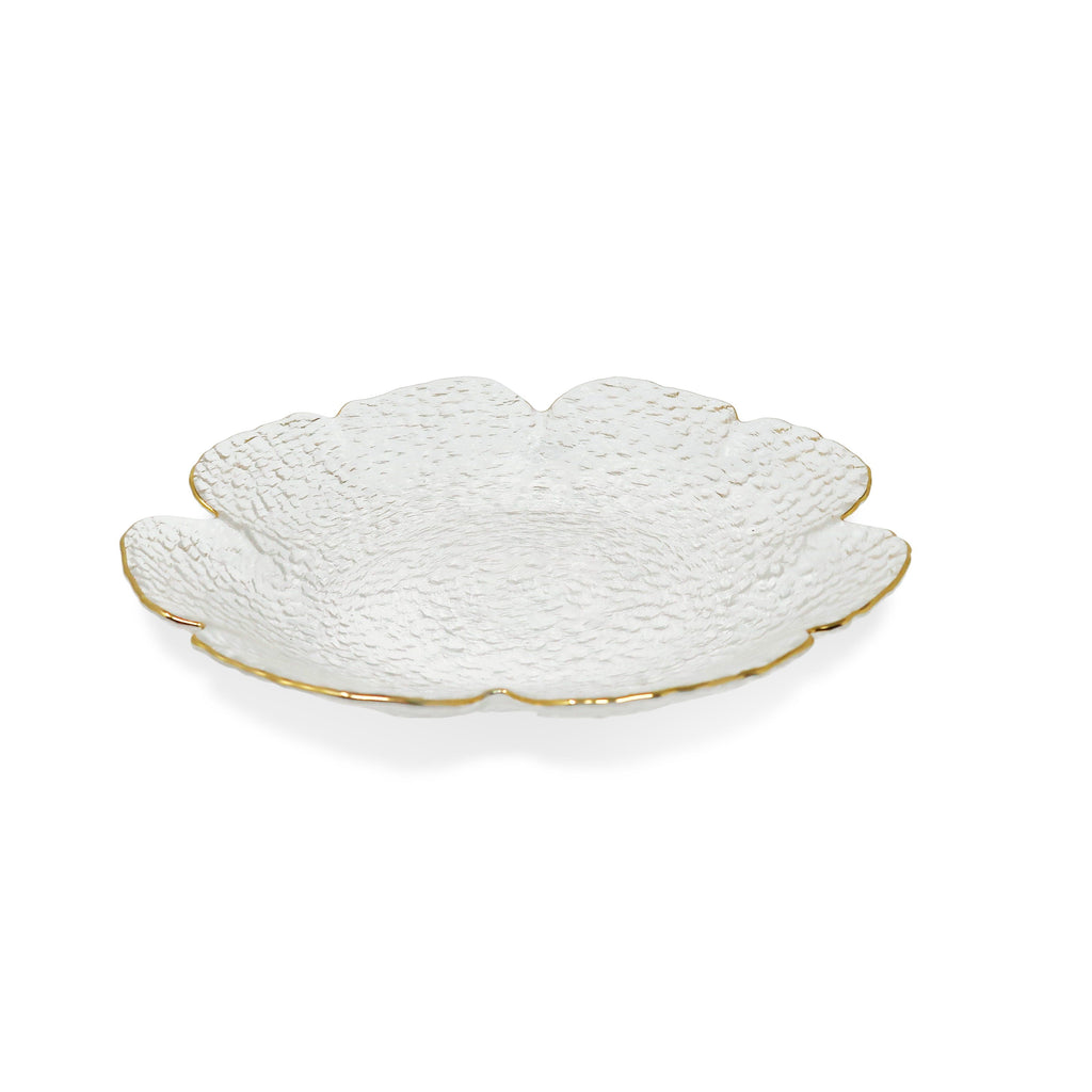 Set of 4 Flower Shaped Plate With Gold Rim