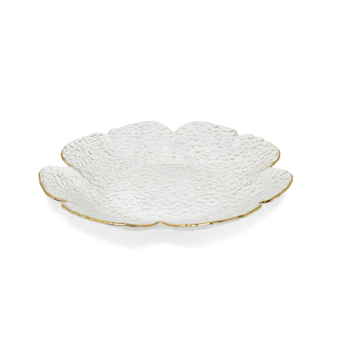 Set of 4 Flower Shaped Plate With Gold Rim