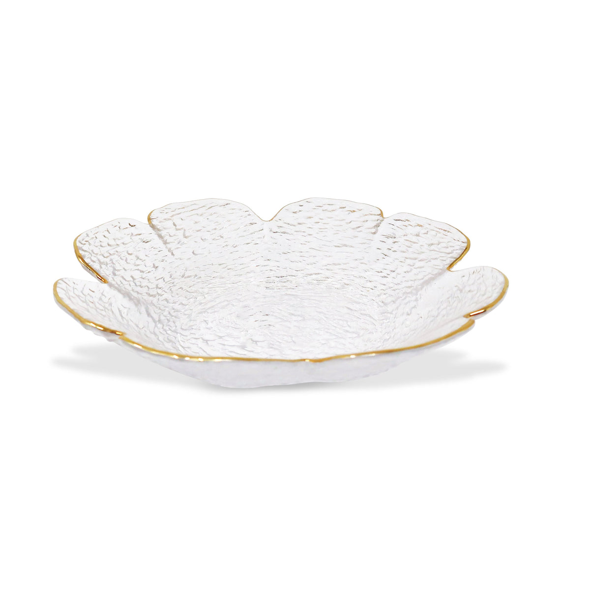 Set of 4 Flower Shaped Plate With Gold Rim