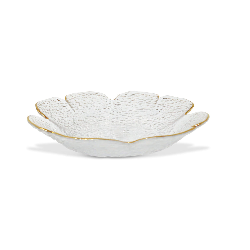 Set of 4 Flower Shaped Plate With Gold Rim
