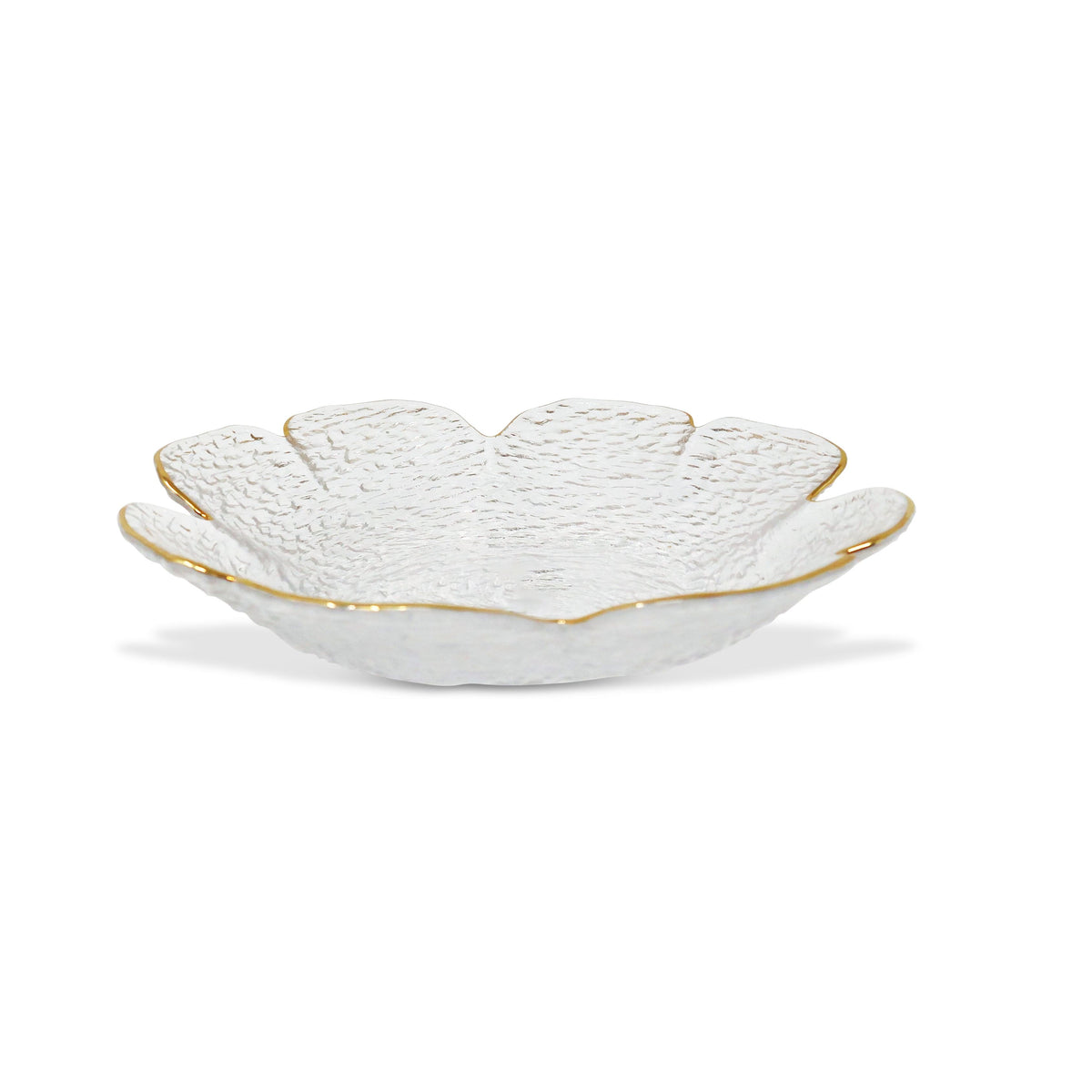 Set of 4 Flower Shaped Plate With Gold Rim