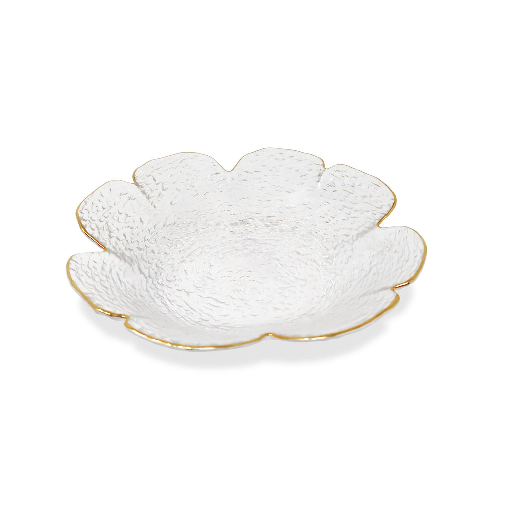 Set of 4 Flower Shaped Plate With Gold Rim
