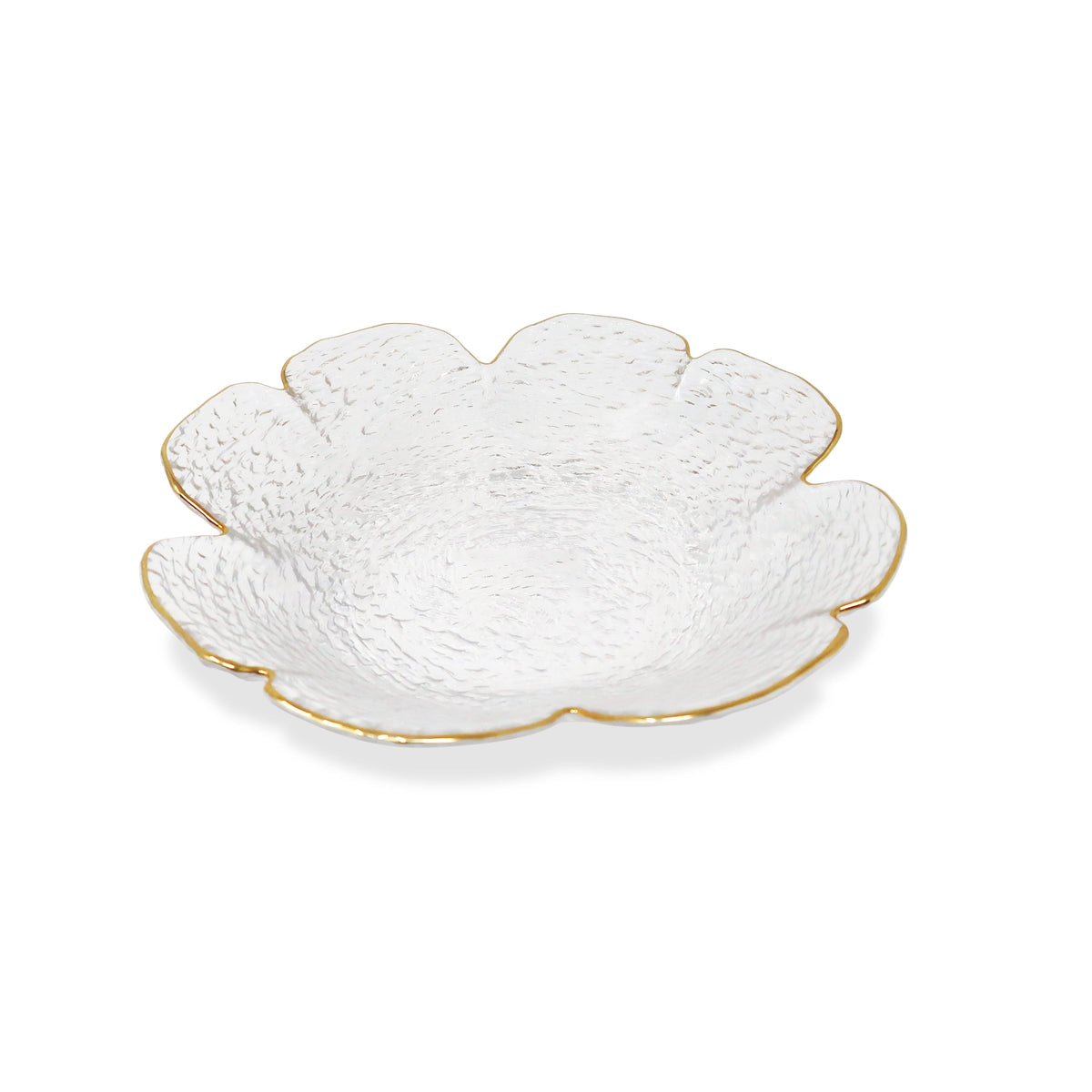 Set of 4 Flower Shaped Plate With Gold Rim