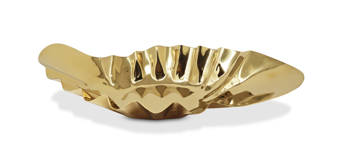 Gold Hammered Wavy Platter, 19.75"L