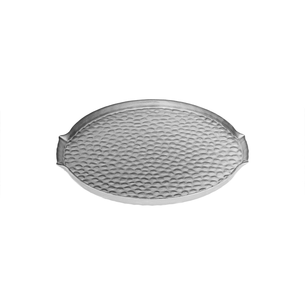 Set of 4 Metallic Silver Plates  with Handles