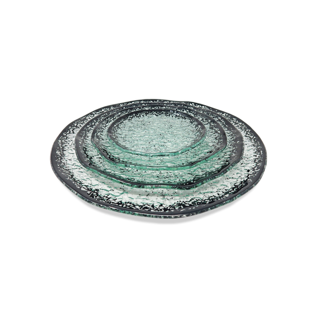 Set of 4 Plates with Scattered Black Design