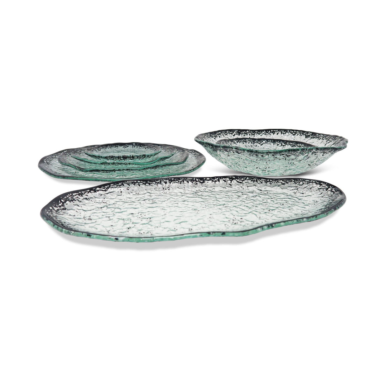 Set of 4 Plates with Scattered Black Design