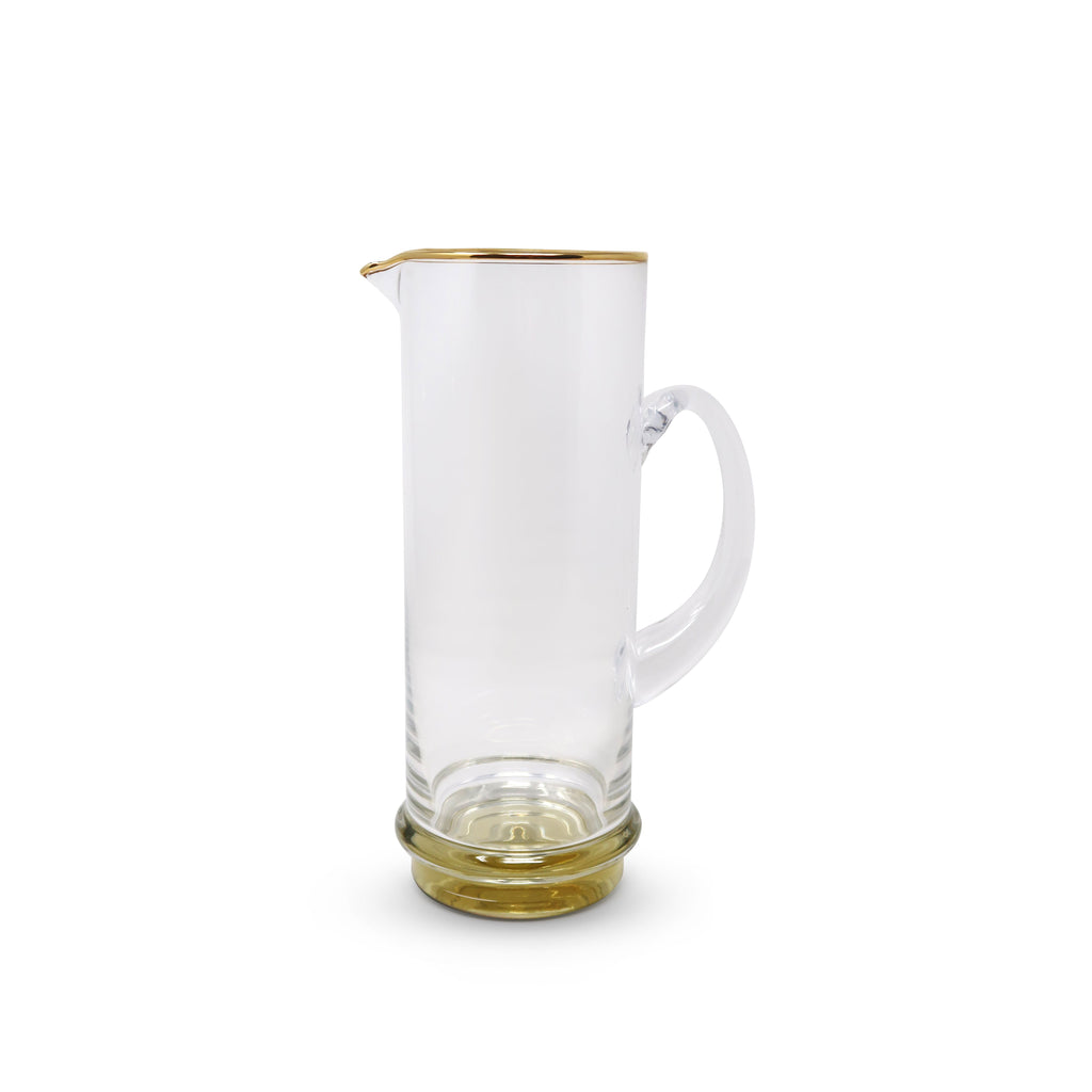 Pitcher with Gold Base and Rim, 10.5"H
