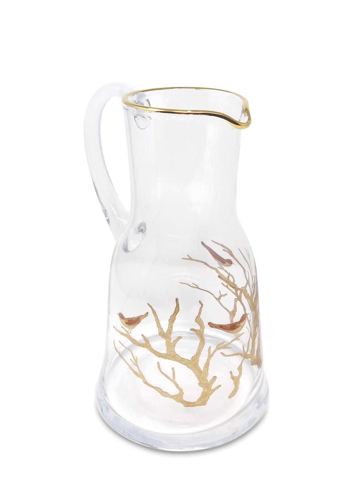 Glass Pitcher with Birds Design
