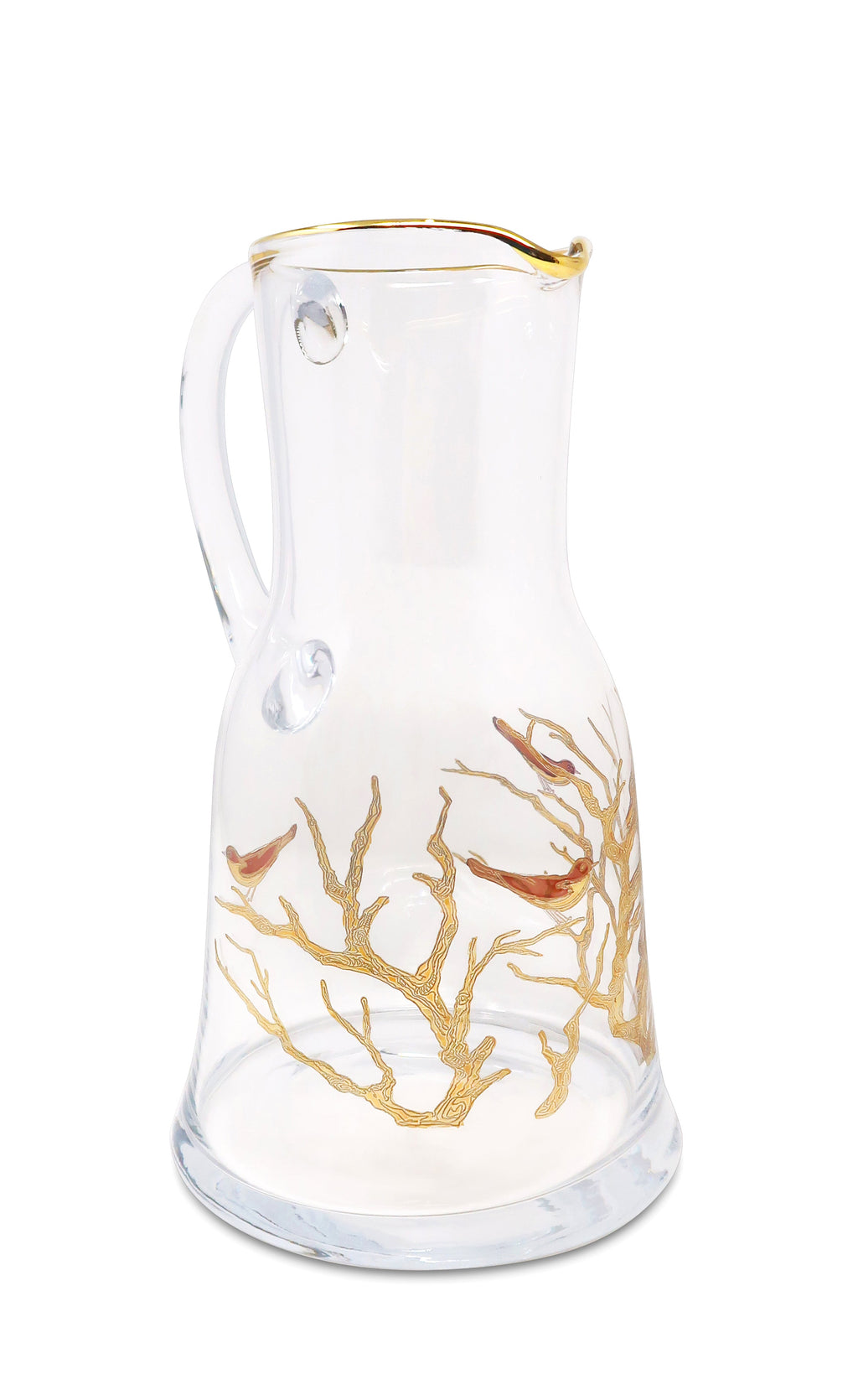 Glass Pitcher with Birds Design